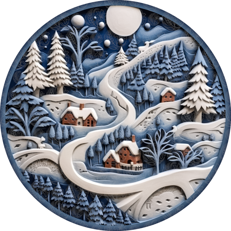 Wood Carving Effect Winter Scene – GBH21934
